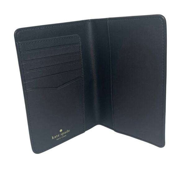 KATE SPADE PASSPORT WALLET SAFFIANO LEATHER BLACK CARDS HOLDER VERSATILE CHIC - Picture 10 of 13
